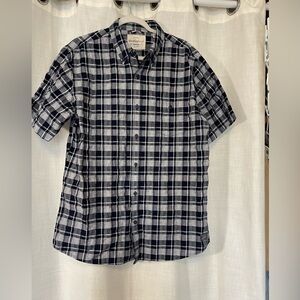 Weatherproof vintage NWOT Short-Sleeve Plaid Button-Up Shirt - Navy & White